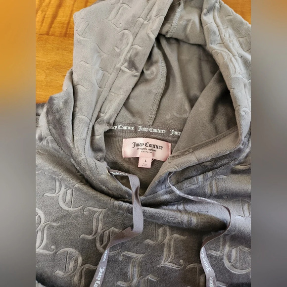 Juicy Couture Velour Crop Hoodie Loungewear 3/4 Sleeve Large - Picture 2 of 6